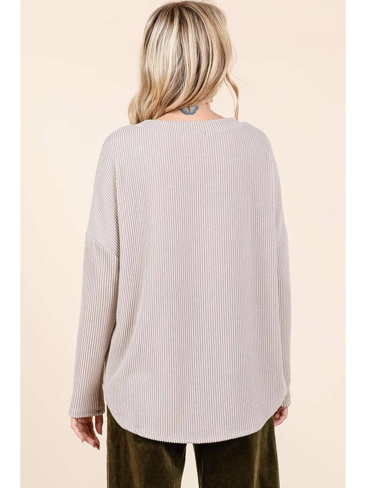 mittoshop - Wholesale Tunic - Women's - URBAN RIB KNIT LONG SLEEVE RELAXED FIT TOP10