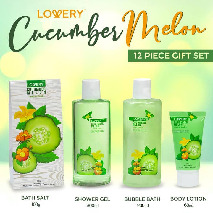 Lovery – wholesale Bath & body set – Home Spa Gift Set - Aromatherapy Cucumber Melon Kit ,12 pc2