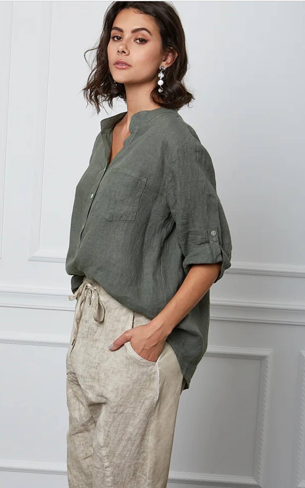 LÉA & LUC - Wholesale Button Down Shirt - Women's - 100% Linen Blouse REF. 636714