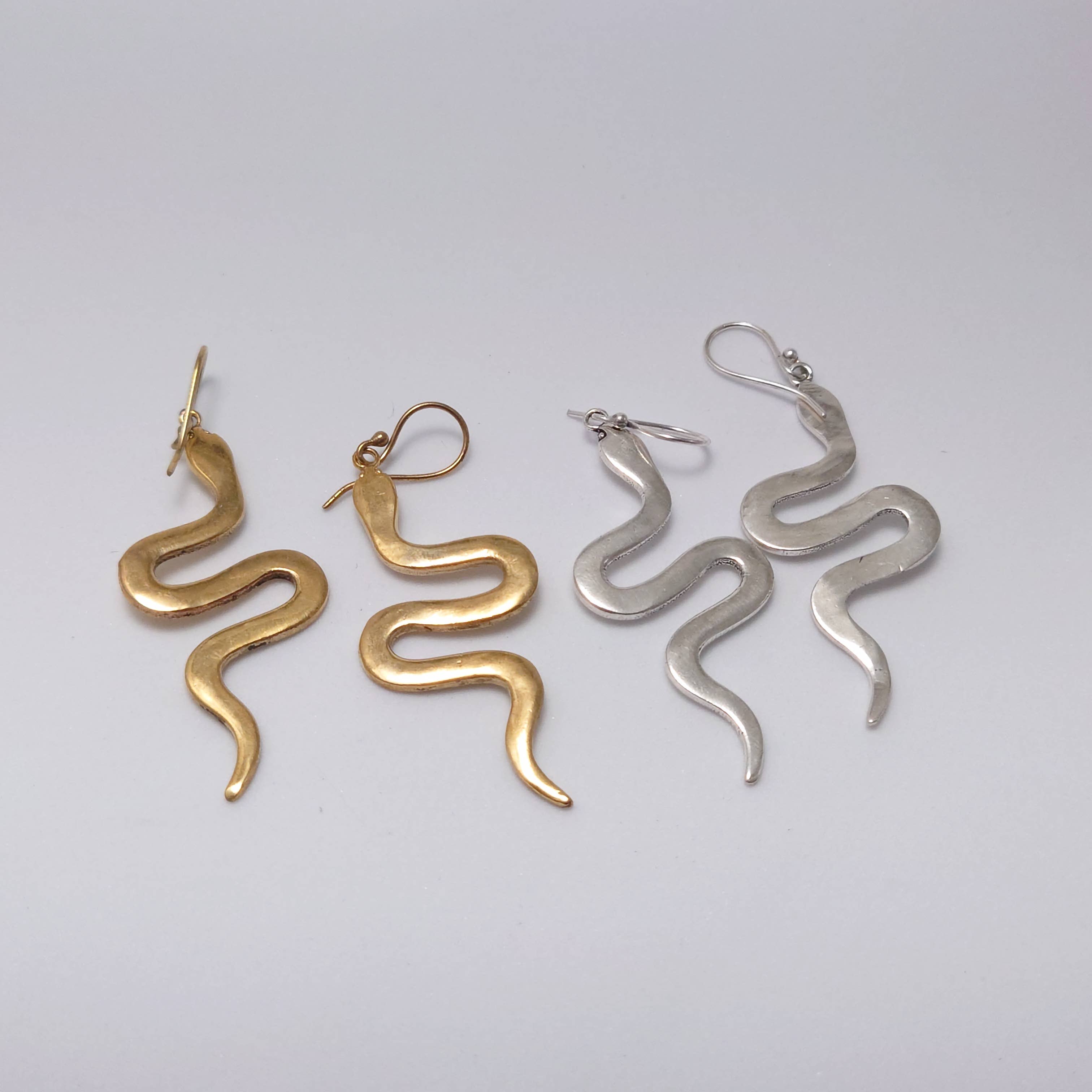 Tenzing Collections - Wholesale Dangle Earrings - Snake Earrings, Golden and Silver14