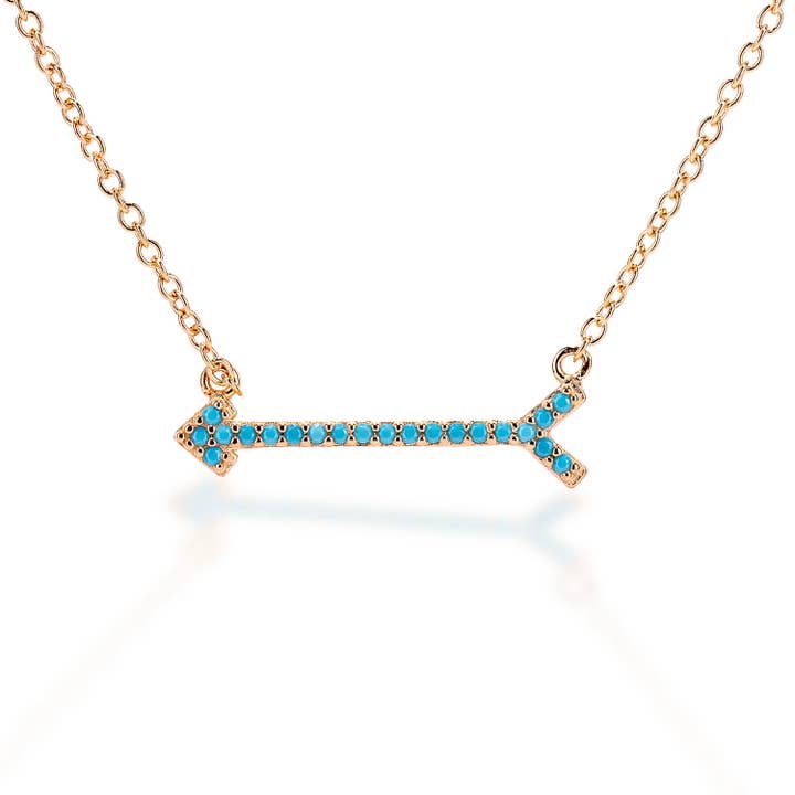 Kelly Herd Rose Gold Arrow Necklace With Turquoise Stones for wholesale by Kelly Herd Jewelry