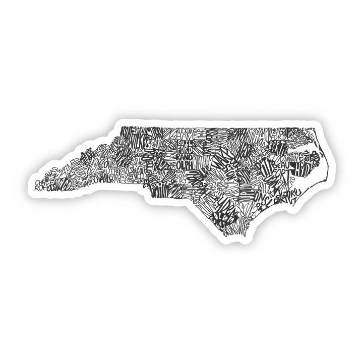 North Carolina Counties Calligraphy Sticker for wholesale by Prints By Preetha