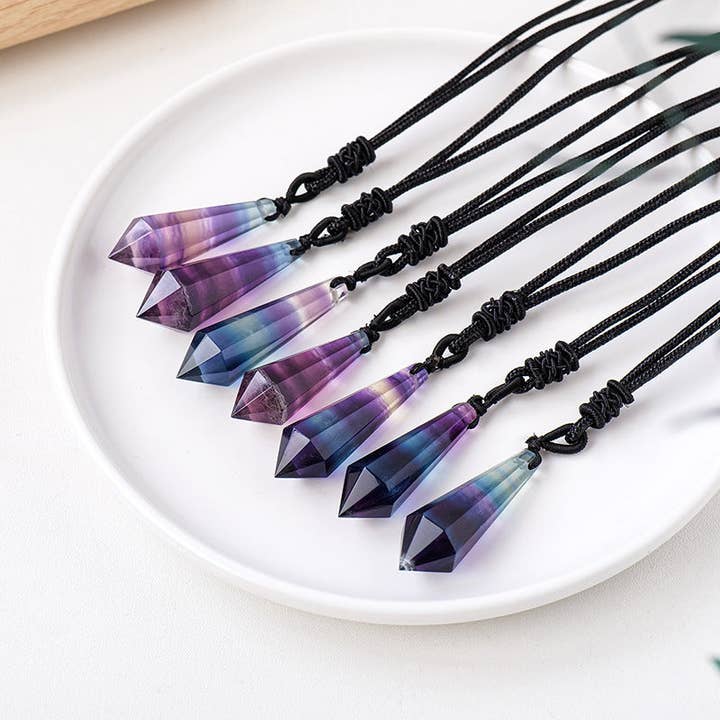 Moon Rituals - Wholesale Spiritual Stone/Crystal - Rainbow Fluorite Necklace Pendulum - Embrace Clarity & Creativity2