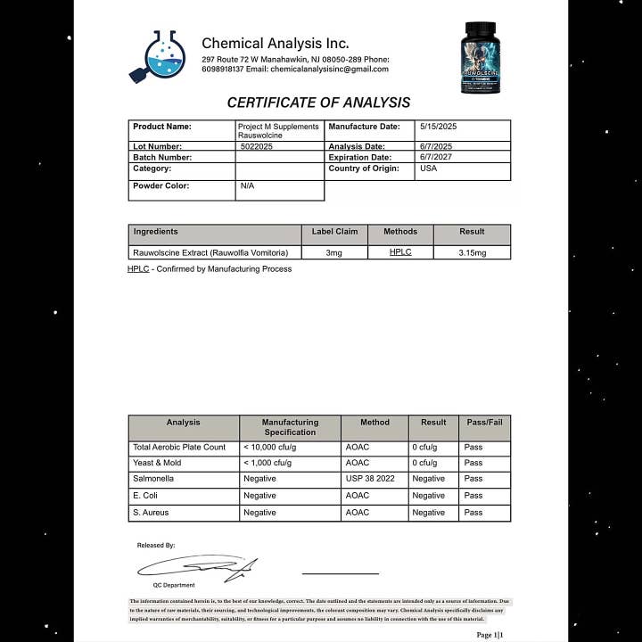 Mass Cast, LLC - Wholesale Oral Supplement/Vitamin - Rauwolscine a.k.a Alpha Yohimbine by Project M4