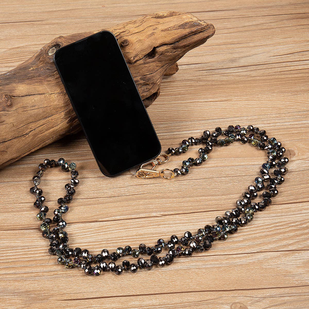 Noir Lanière bandoulière en perles de cristal PC5616 - Noir en vente sur Faire0