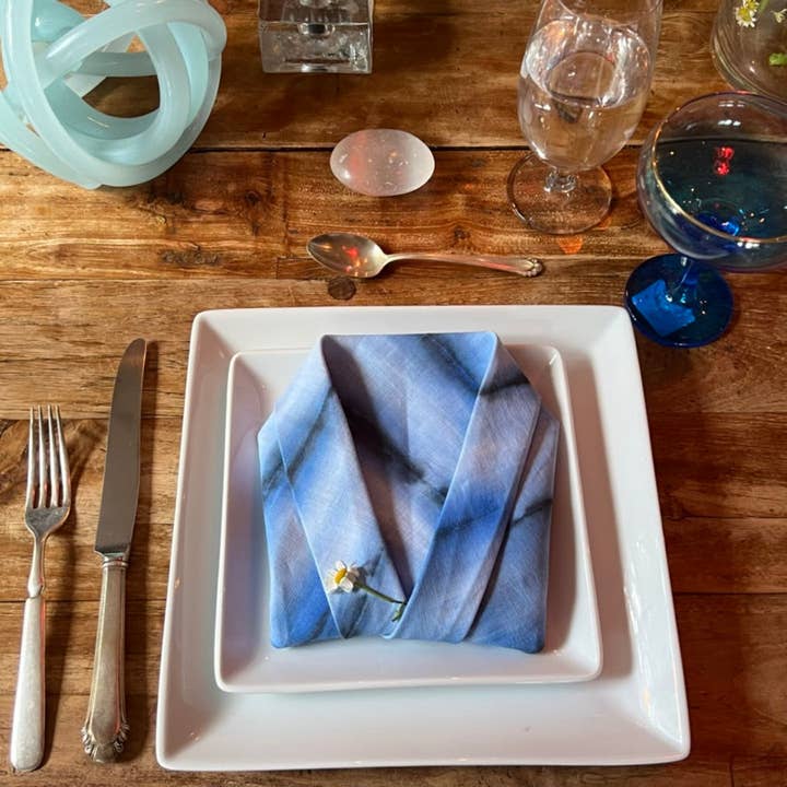 Tulusa - Wholesale Dinner & Cloth Napkin - *HIGH BROW HIPPIE - SET OF 4 LINEN SHIBORI NAPKINS8