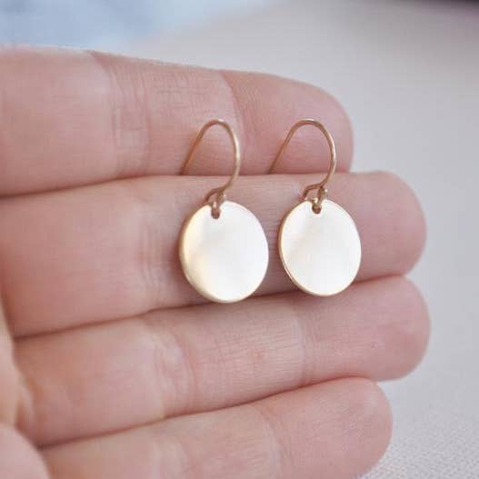 Smooth Gold Disc Earrings for wholesale by Aden + Claire Jewelry
