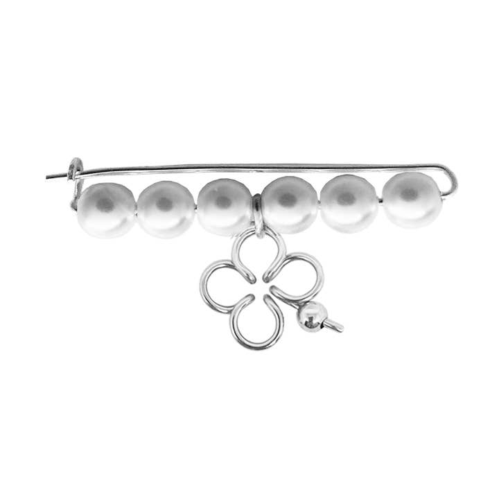 Broche mon trèfle perlé argent pour la vente par PADAM PADAM