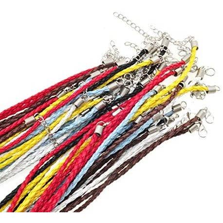 Mandala Crafts - Wholesale Craft supplies - Braided Leather Cord Necklaces with Clasp for Jewelry 60 PCs2
