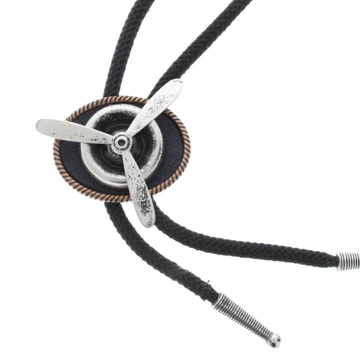 Avion Bolo, moteur, cordon noir, embouts argentés pour la vente par HHH Designs