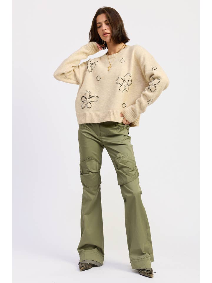 OAT FLORAL WHIPSTITCH SWEATER for wholesale on Faire5
