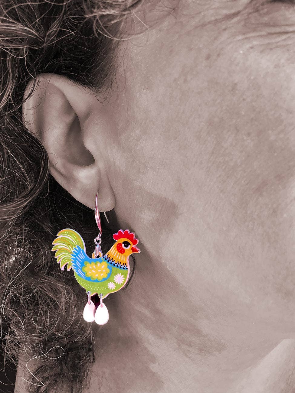 Pipapaper - Wholesale Dangle Earrings - orange hen earring1