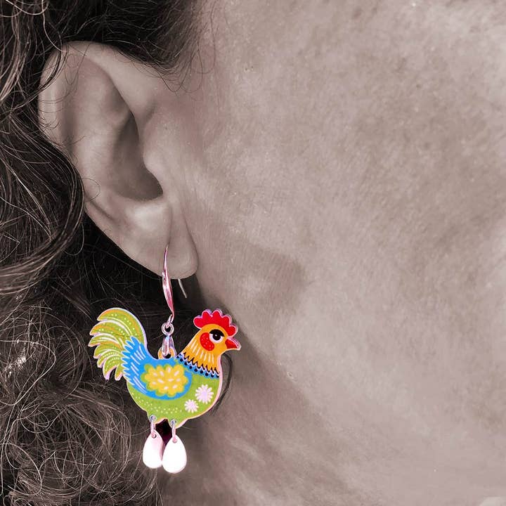 Pipapaper - Wholesale Dangle Earrings - orange hen earring1