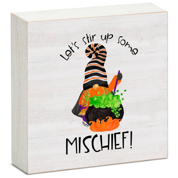 CounterArt/Highland Home/Thirstystone/CoasterStone - Wholesale Desk/Tabletop Sign - Gnomes of Halloween Pre-Pack Wood Block Sign Display