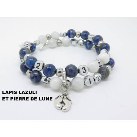 LAPIS LAZULI AND MOONSTONE AND CUSTOMIZABLE NURSING BRACELET GIFT IDEA BIRTH EXPECTANT MOTHER F by Bm Créations for wholesale by F de Bm créations