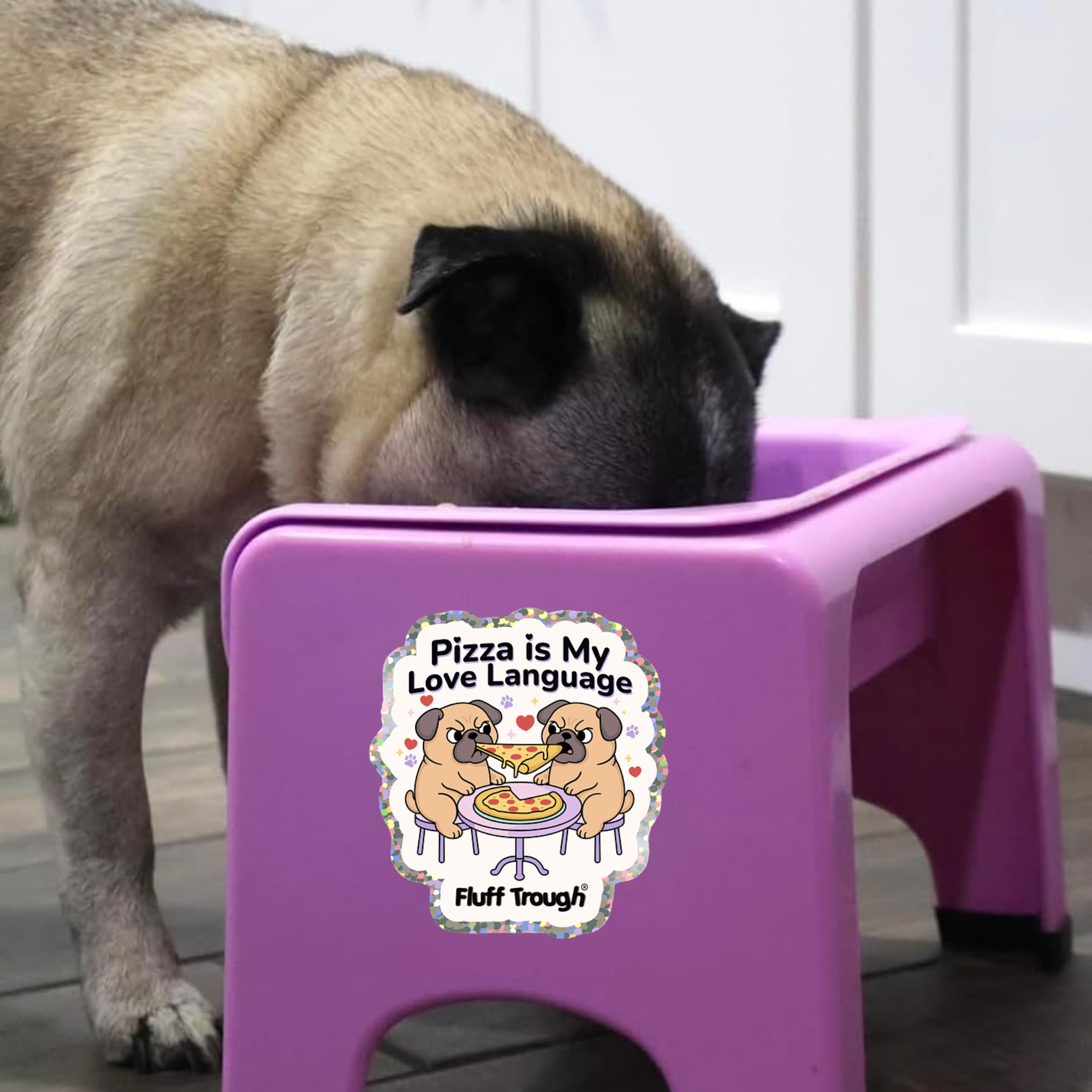 Fluff Trough - Wholesale Sticker - Pizza Is My Love Language Glitter Sticker1