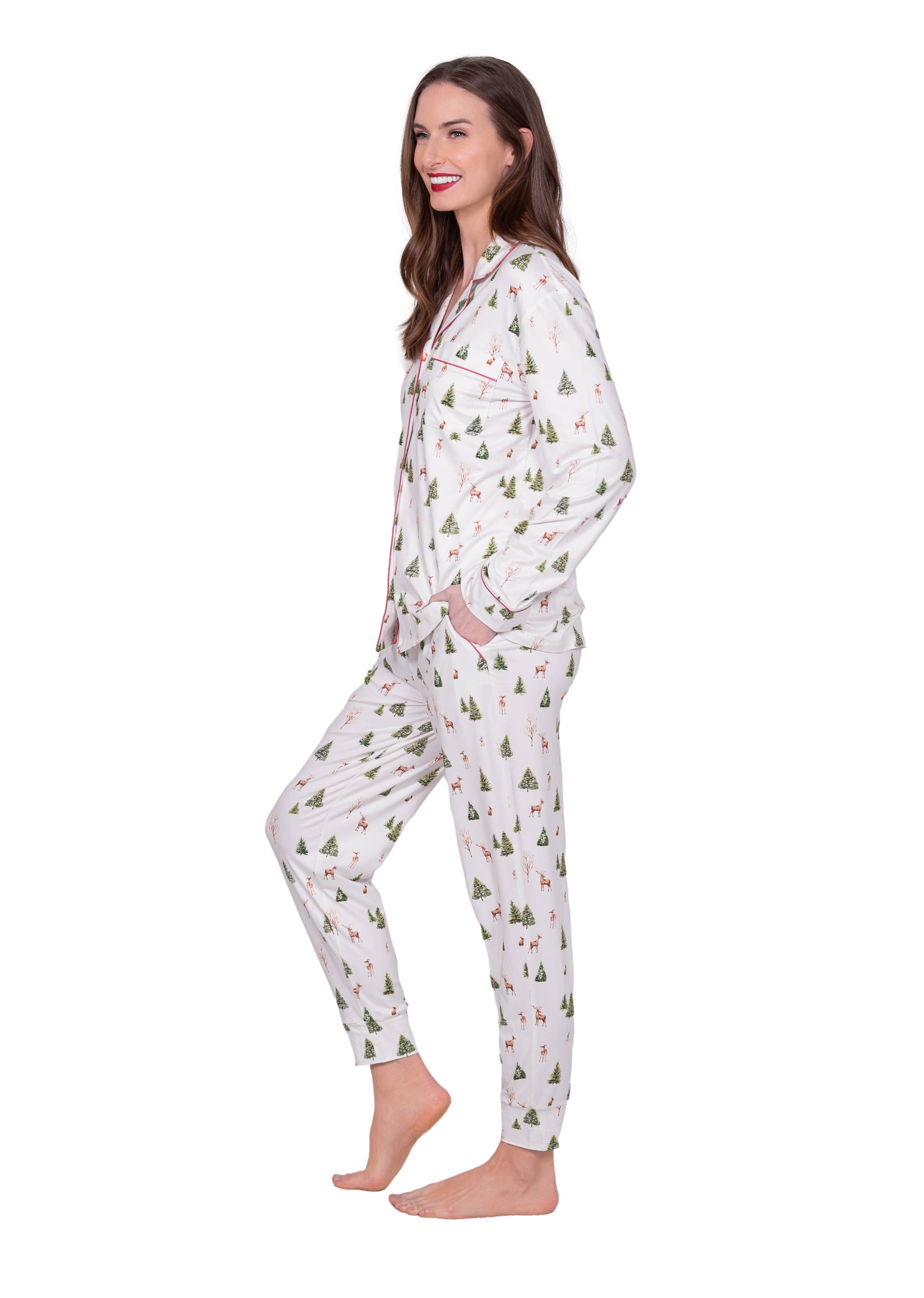 LATTELOVE - Wholesale Sleepwear Set - Women's - LS NOTCH COLLAR TOP & JOGGER PAJAMA GIFT SET1