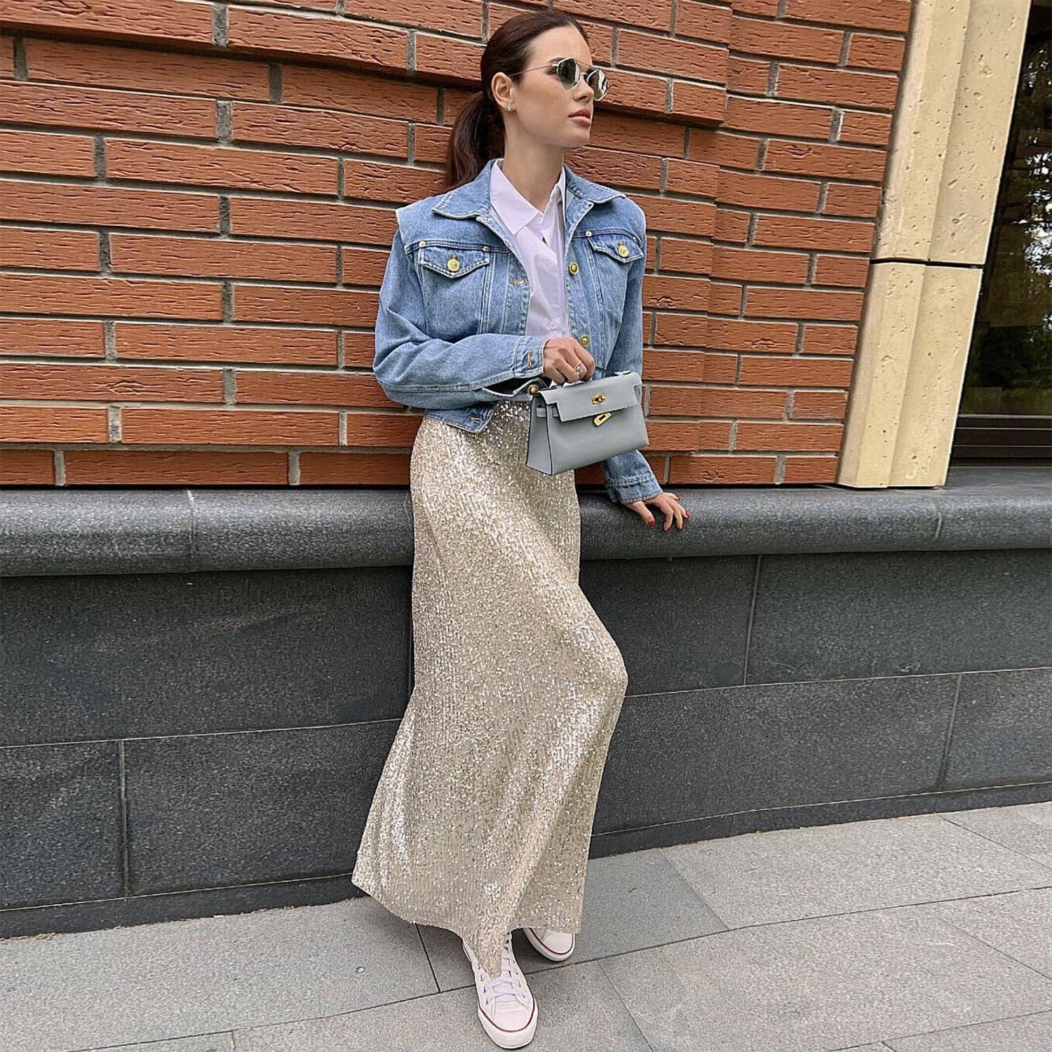 Sweetkama - Vente Jupe – femme - Jupe longue pailletée à sequins pour femme 2107710