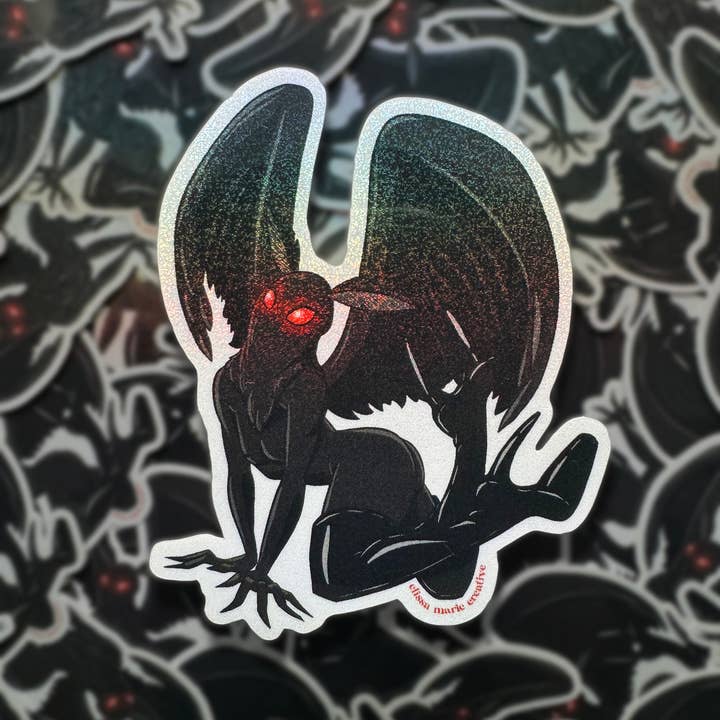 Elissa Marie Creative - Vente Autocollant - Autocollant MothThem | cryptide | mothman | bas de Noël