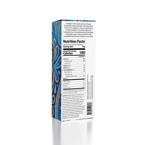 Showcase - Wholesale Chocolate Bar - Dubai Chocolate Bar Cookies 'N Cream by Oasis Treasures (75g)3