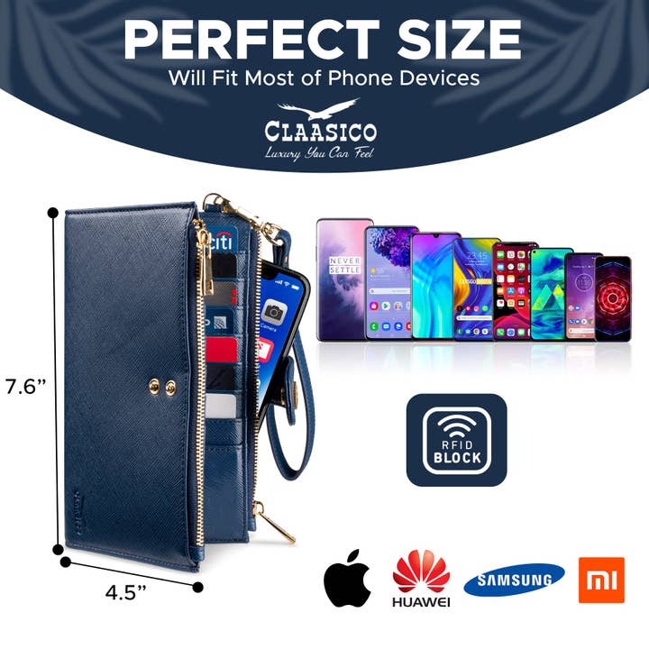 Claasico - Wholesale Phone Wallet - Women's - Women’s RFID wristlet wallet phone holder13