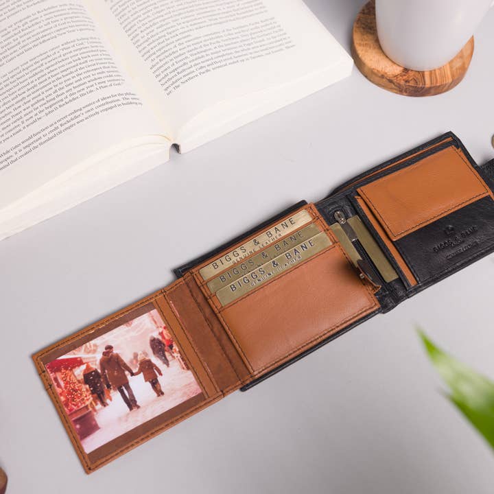 Redbrick β wholesale Wallet - Menβs β Biggs & Bane Large Capacity Men's Bifold Black & Tan Leather Wallet4