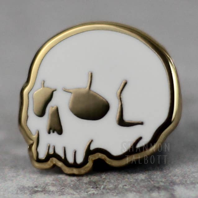Shannon Talbott - Wholesale Lapel Pin/Button - Tiny Skull Gothic Dark Spooky Enamel Pin - Gold0