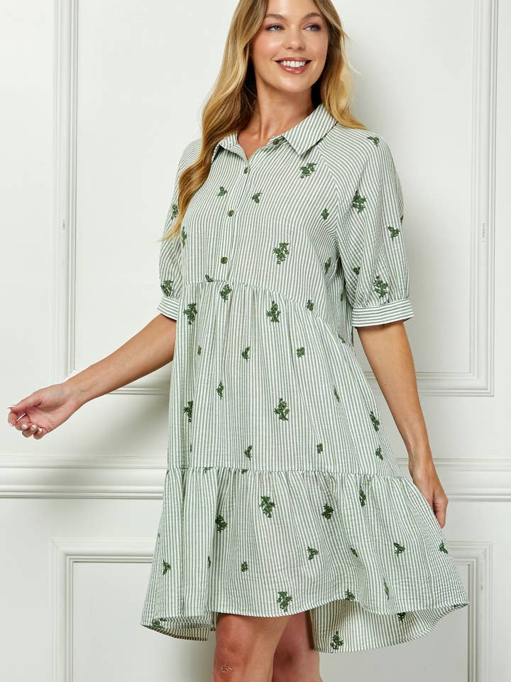 SAGIV EMBROIDERED STRIPE PEASANT DRESS for wholesale on Faire5