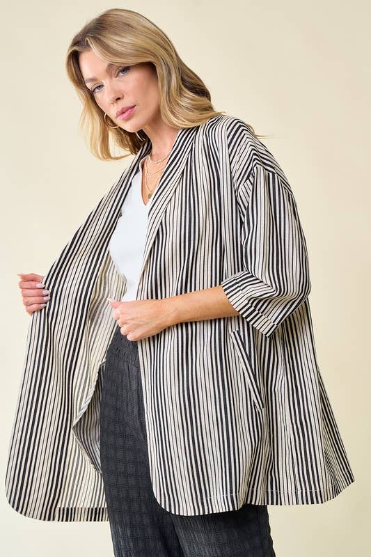 Doe and Rae - Wholesale Jacket - Women's - Linen Stripe Jacket - 10406J8