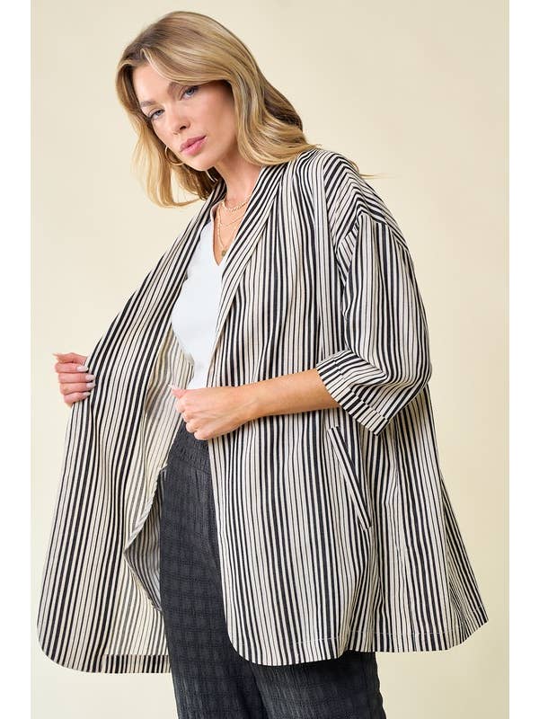 Doe and Rae - Wholesale Jacket - Women's - Linen Stripe Jacket - 10406J8