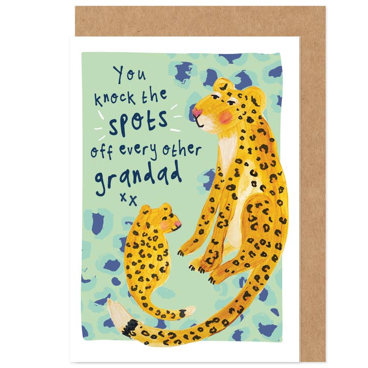Carte de fête des pères Grand-père Knock Spots Off Léopard pour la vente par Bow & Bell