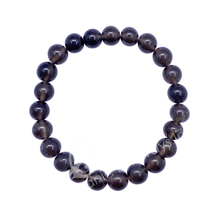 Oceanic Linkways Inc - Wholesale Spiritual Stone/Crystal - (PC)BRACELET - OBSIDIAN, SMOKY (8-8.5 MM) 7.15-7.25"