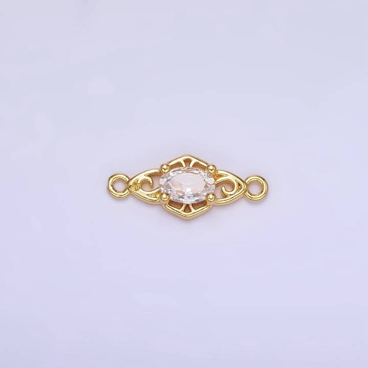 Aim Eternal - Wholesale Individual Charm/Pendant - 14K Gold Filled Green, Pink, Clear, Red, Blue, Purple CZ Artisan Connector | G347 - G349