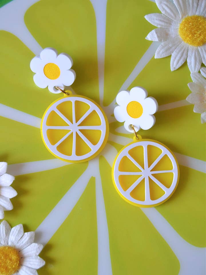 Akryl Citron Fruity Summer Statement örhängen för wholesale av Rebel Disco Designs