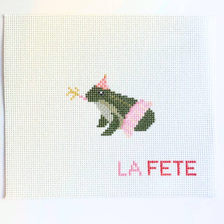 Party Animals - Frog Needlepoint Canvas for wholesale by La Fete Needlepoint