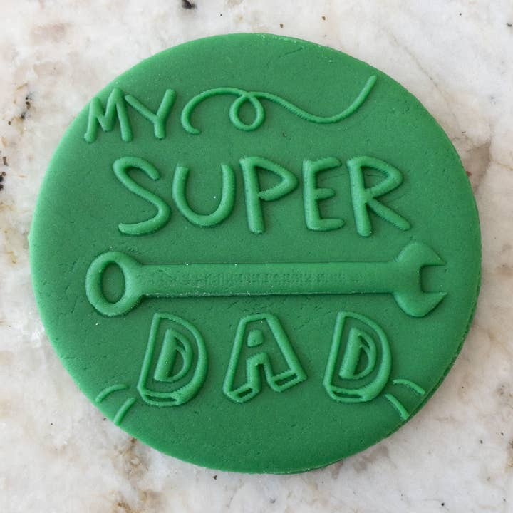 Tampon gaufré My Super Dad Pop-Up pour la fête des pères pour la vente par Cut Bake Stamp