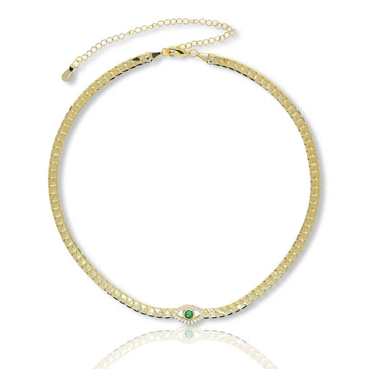 Color Evil Eye Herringbone Choker Necklace for wholesale by KIKICHIC