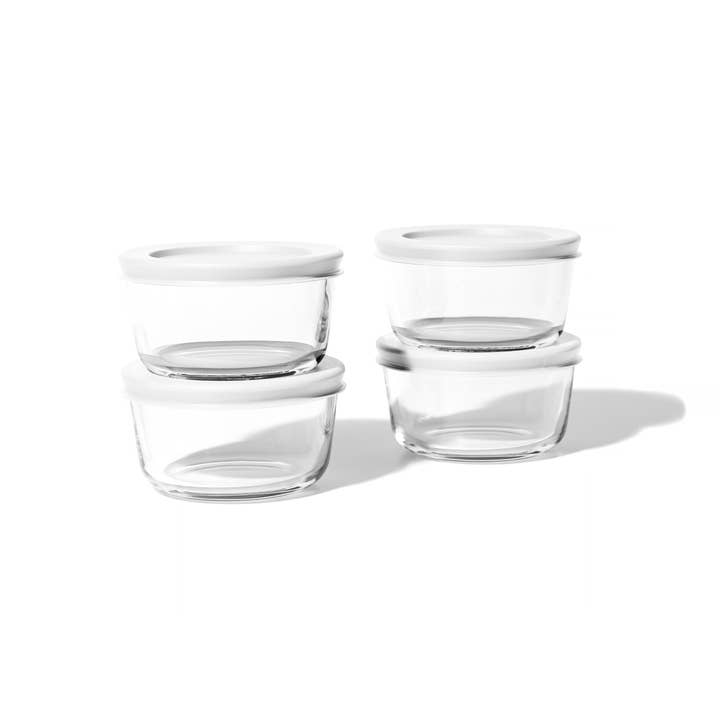 Glass Food Storage Containers - 8 Piece .7oz Set (4 Containers + 4 Lids), White for wholesale by Dura Living LLC