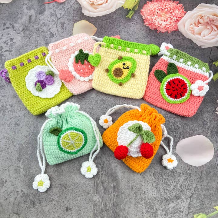 Borsa a Sacchetto con Coulisse in Uncinetto Fatto a Mano per la vendita all'ingrosso da parte di SoapElenGlen