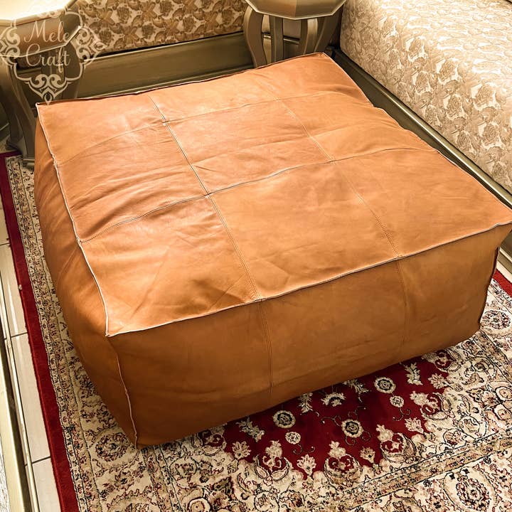 Melecraft - Wholesale Ottoman - Handmade Furniture | CowHide Leather OttomanTable-Unstuffed
