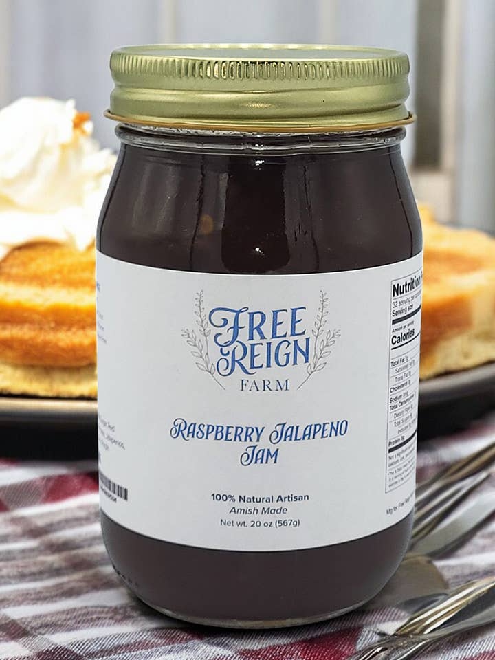 Rasberry Jalapeño Jam. All Natural. for wholesale by Free Reign Farm