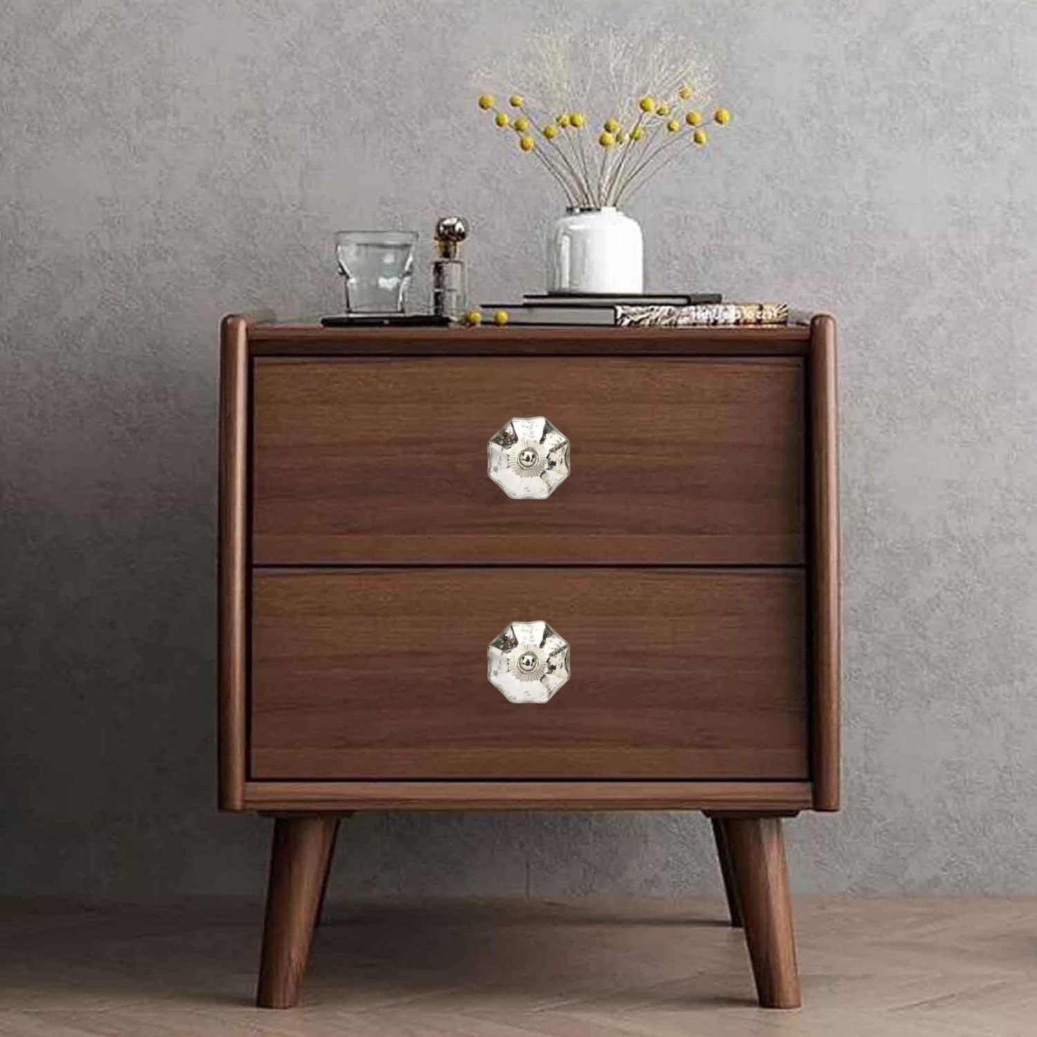 Perilla Home - Vente Poignée/bouton - Unique Lot de 6 boutons de miroir en verre argenté3