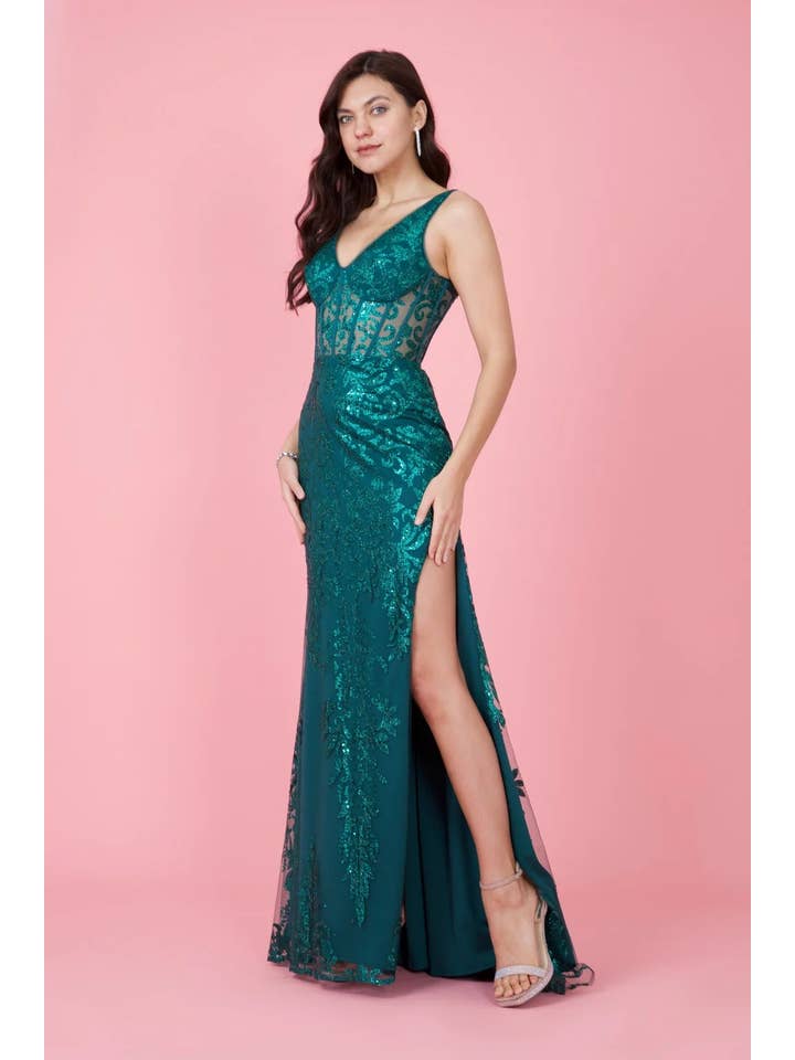 Kos Couture - Wholesale Gown - Women's - Dylan & Davids V Neck Corset Bodice Formal Prom Dress