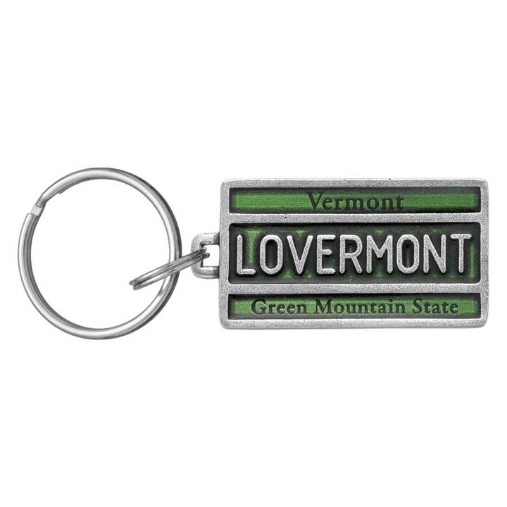 VT License Plate Keyring for wholesale by Danforth Pewter