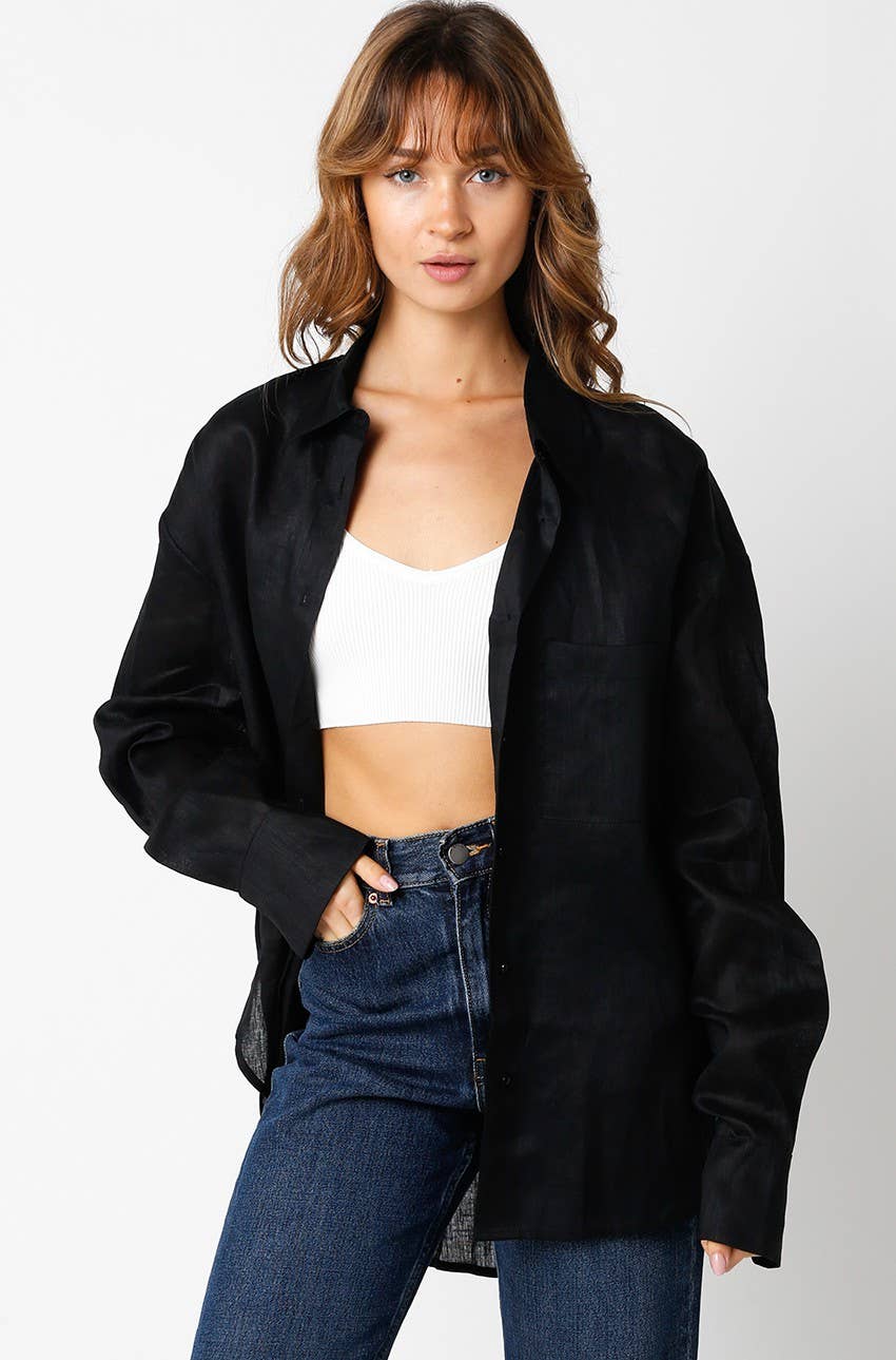 Olivaceous – wholesale Buttoned-down shirt – Women's – Helen Linen Shirt0