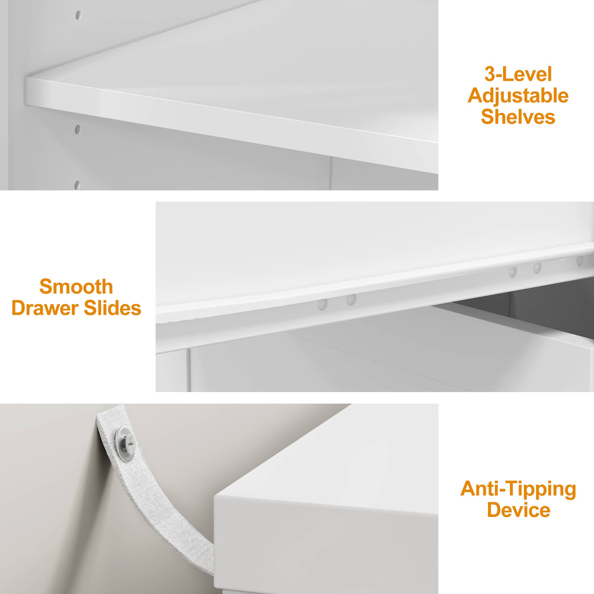 Heynemo - Wholesale Bedroom Furniture - 59” Large Extendable Makeup Vanity Desk, Corner Vanity Table7