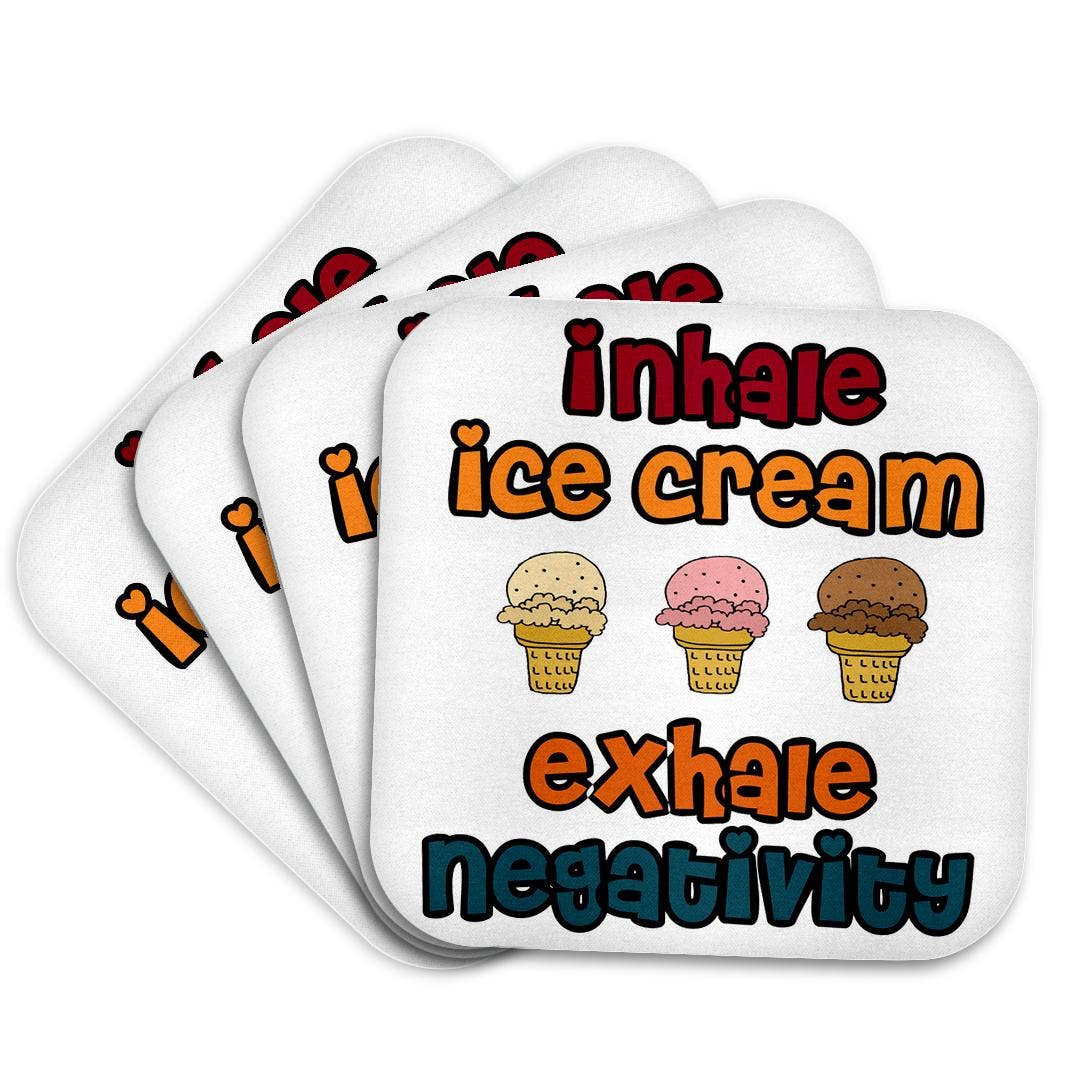3dRose - Vendita all'ingrosso Sottobicchiere - 3dRose, Divertente e carino Inala Gelato Espira Negatività Amante del Gelato, Sottobicchiere7
