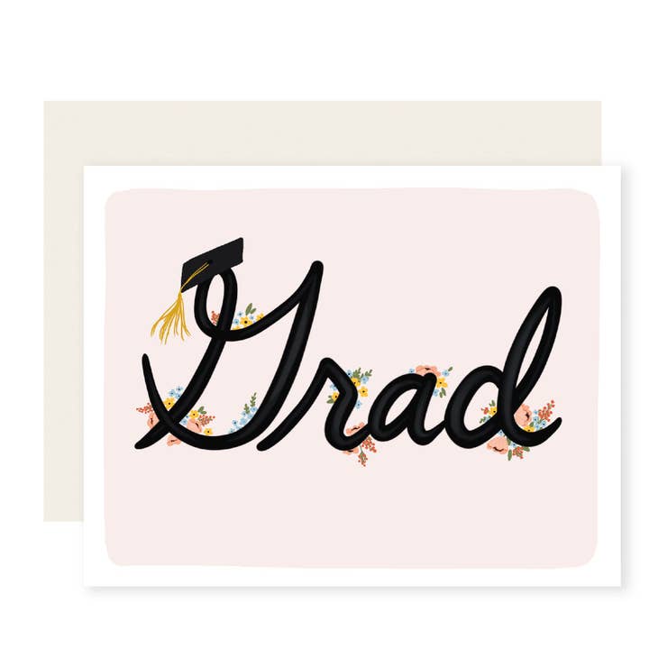 Cursive Grad Flowers for wholesale by Slightly Stationery