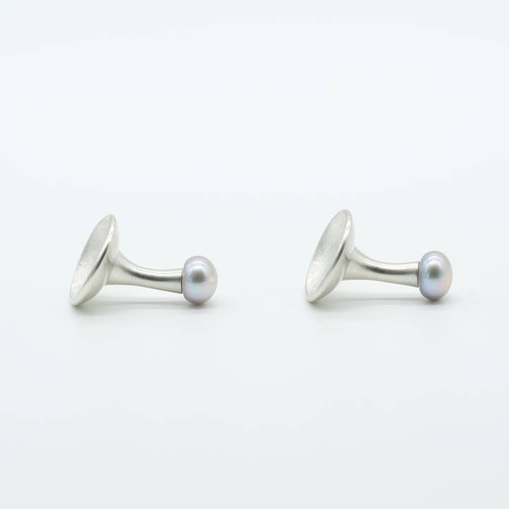 Sterling sølv perle manchetknapper for engroshandel hos HanJi Jewelry