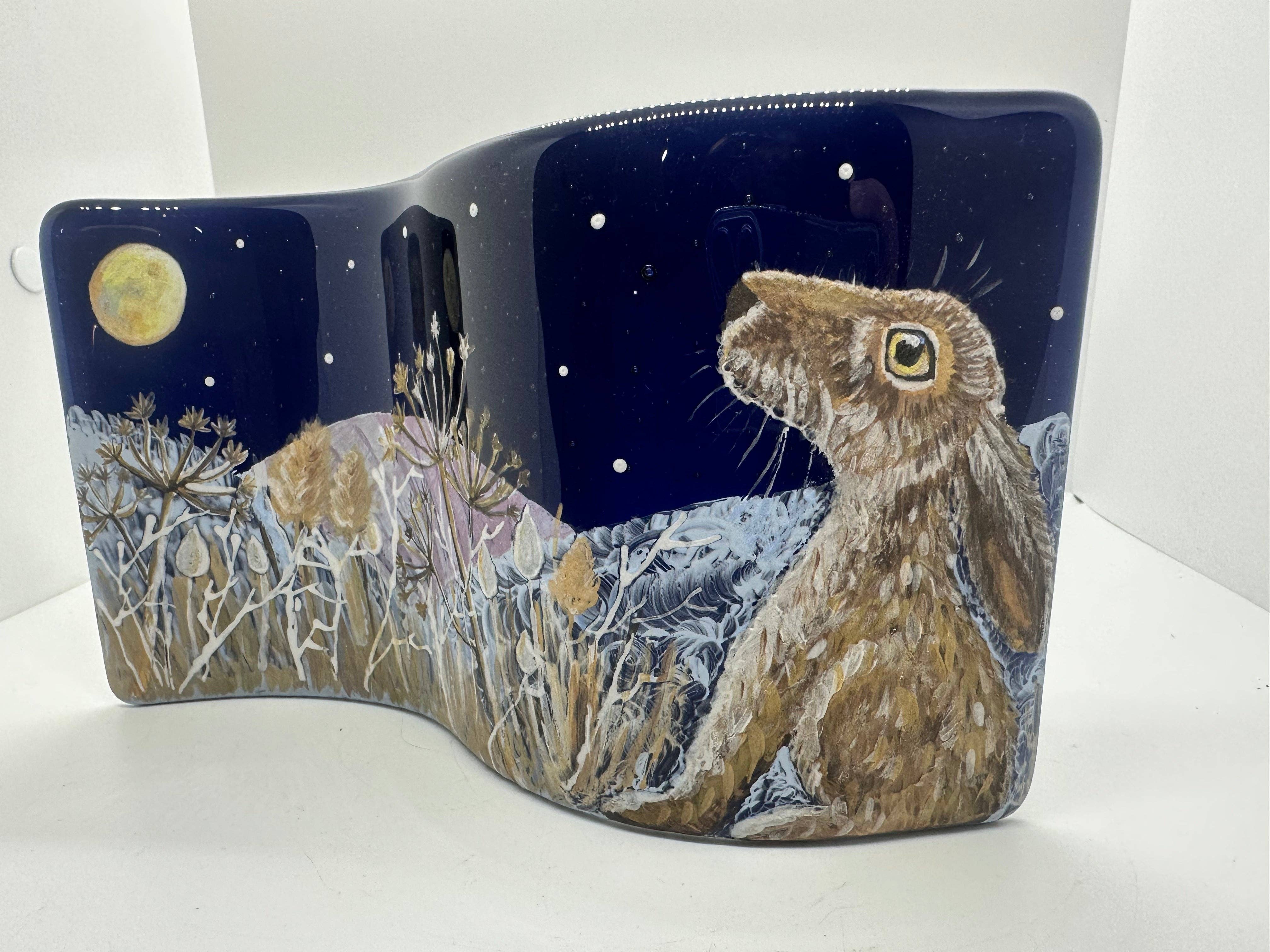 Ally Glass Studio – wholesale Decorative tabletop object – Moon Hare Midnight Meadow5